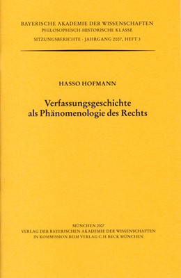 Cover: Hofmann, Hasso, Verfassungsgeschichte als Phänomenologie des Rechts