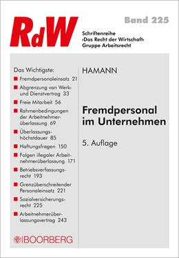 Abbildung von Hamann | Fremdpersonal im Unternehmen | 5. Auflage | 2017 | 225 | beck-shop.de
