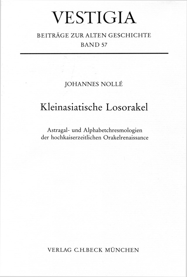 Cover: Nollé, Johannes, Kleinasiatische Losorakel