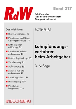 Abbildung von Rothfuss | Lohnpfändungsverfahren beim Arbeitgeber | 1. Auflage | 2017 | 217 | beck-shop.de