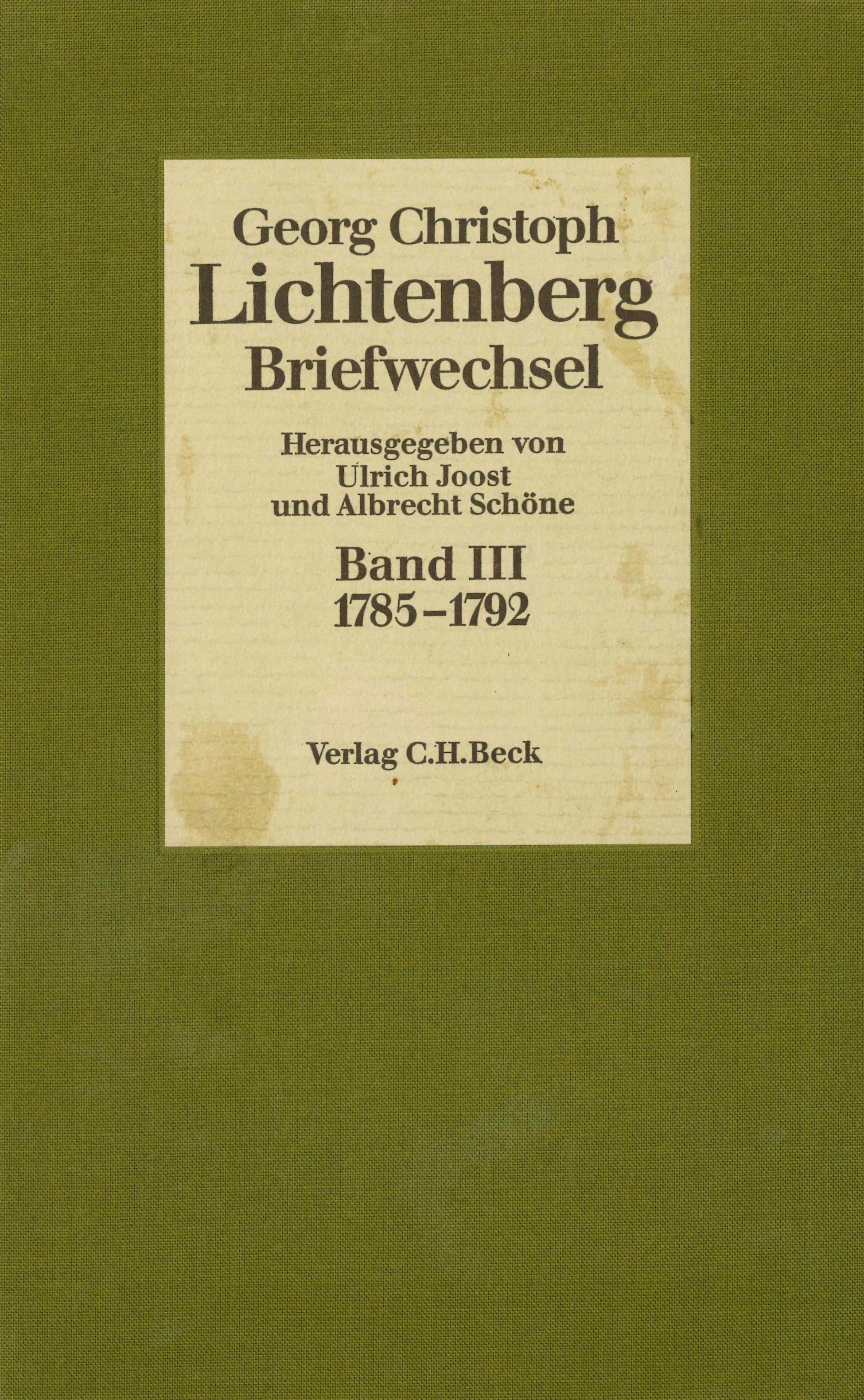 Cover: Lichtenberg, Georg Christoph, 1785-1792
