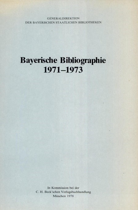 Cover:, Bayerische Bibliographie  1971-1973
