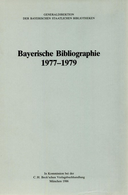 Cover:, Bayerische Bibliographie  1977-1979
