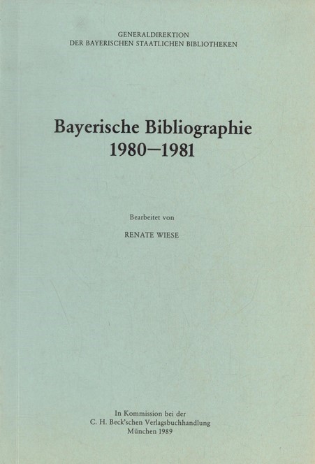Cover:, Bayerische Bibliographie  1980-1981