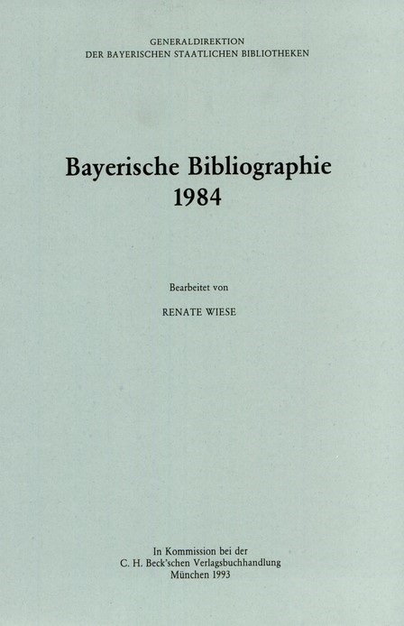 Cover:, Bayerische Bibliographie  1984