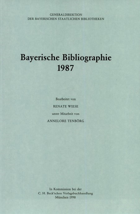 Cover:, Bayerische Bibliographie  1987