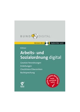 Abbildung von Kittner / Deinert | Arbeits- und Sozialordnung digitalVersion 19.1 | 1. Auflage | 2017 | beck-shop.de