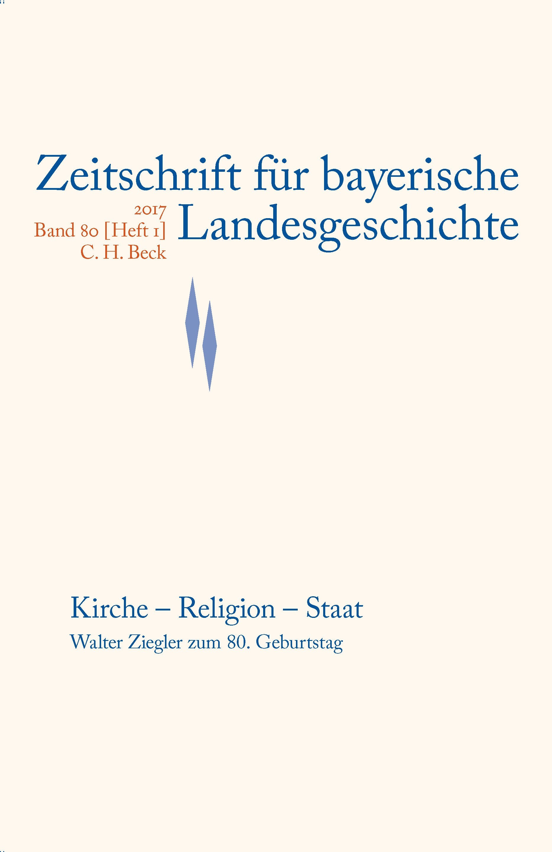 Cover:, Zeitschrift für bayerische Landesgeschichte