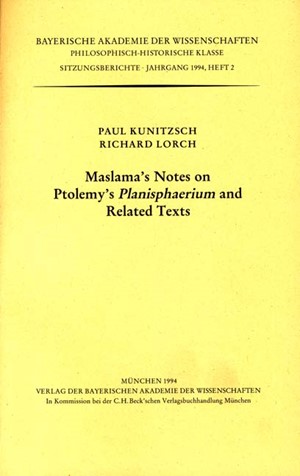Cover: , Maslama's Notes on Ptolemy's Planisphaerium and Related Texts