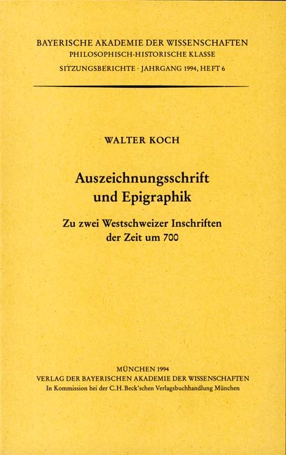 Cover: Koch, Walter, Auszeichnungsschrift und Epigraphik
