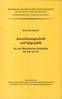Abbildung von Koch, Walter | Auszeichnungsschrift und Epigraphik | 1. Auflage | 1994 | Heft 1994/6 | beck-shop.de