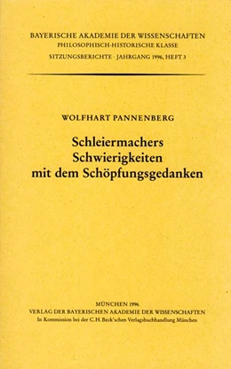 Abbildung von Pannenberg, Wolfhart | Schleiermachers Schwierigkeiten mit dem Schöpfungsgedanken | 1. Auflage | 1996 | Heft 1996/3 | beck-shop.de