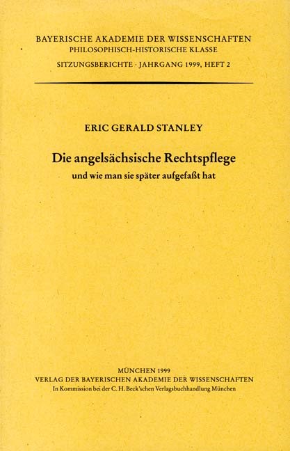 Cover: Stanley, Eric Gerald, Die angelsächsische Rechtspflege