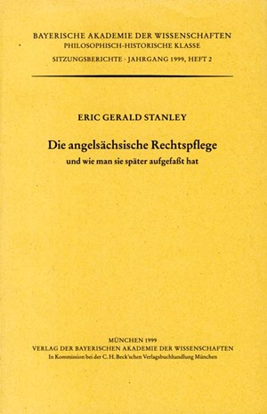 Cover: Eric Gerald Stanley, Die angelsächsische Rechtspflege