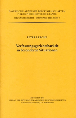 Abbildung von Lerche, Peter | Verfassungsgerichtsbarkeit in besonderen Situationen | 1. Auflage | 2002 | Heft 2001/5 | beck-shop.de