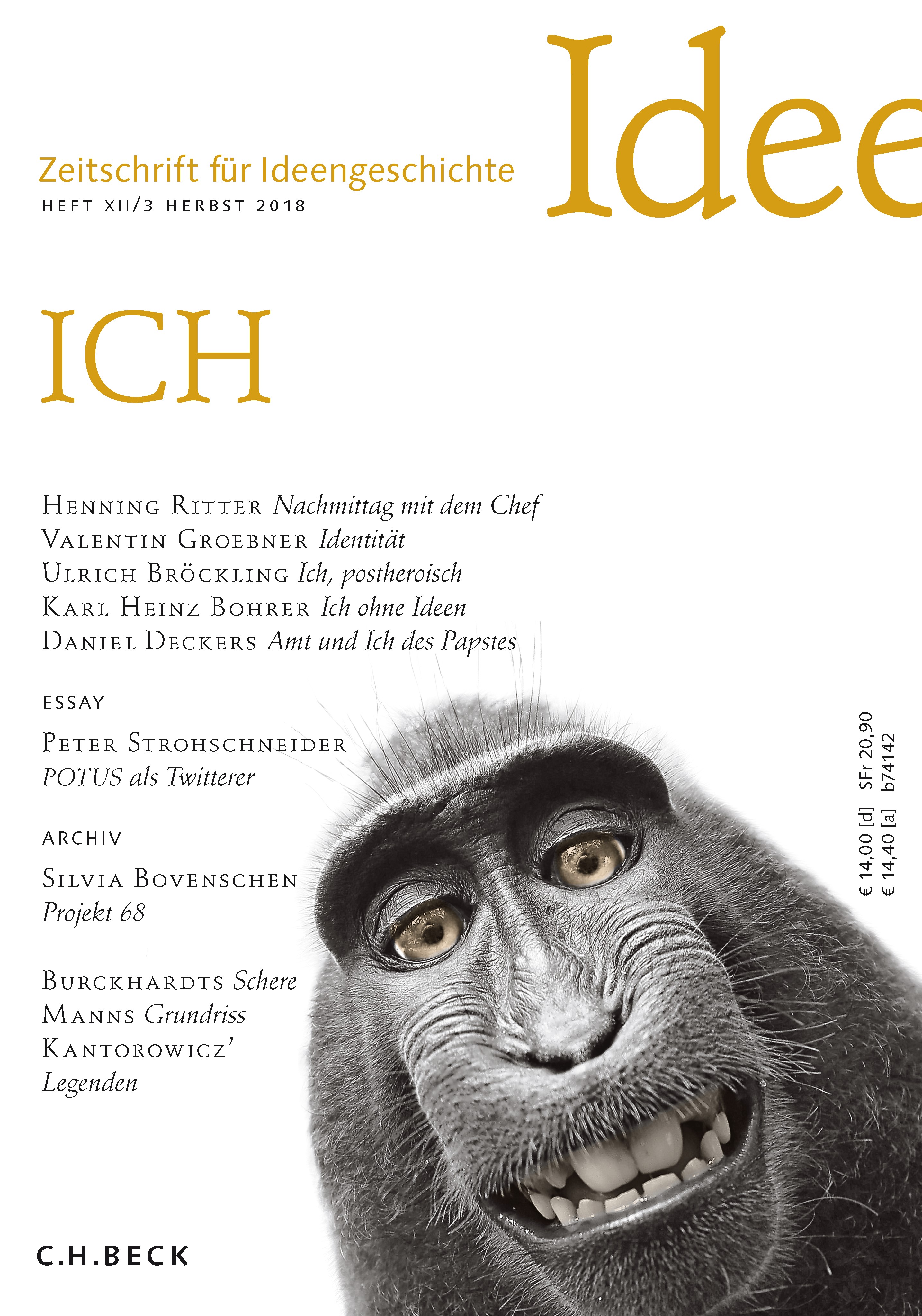 Cover:, Zeitschrift für Ideengeschichte Heft XII/3 Herbst 2018