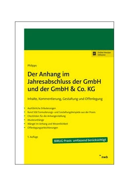Abbildung von Philipps | Der Anhang im Jahresabschluss der GmbH und der GmbH & Co. KG | 5. Auflage | 2018 | beck-shop.de