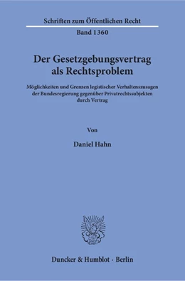 Abbildung von Hahn | Der Gesetzgebungsvertrag als Rechtsproblem. | 1. Auflage | 2017 | beck-shop.de