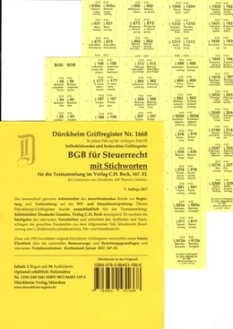 Abbildung von Dürckheim / Glaubitz | BGB im Steuerrecht mit Stichworten, Dürckheim-Griffregister Nr. 1668 (2017/2018) | 7. Auflage | 2017 | beck-shop.de