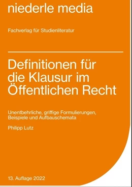 Abbildung von Lutz | Definitionen für die Klausur im Öffentlichen Recht | 9. Auflage | 2022 | beck-shop.de