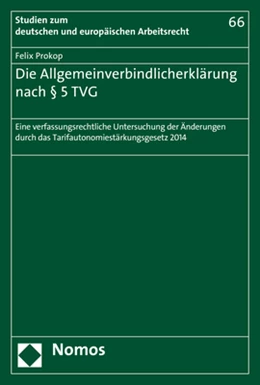 Abbildung von Prokop | Die Allgemeinverbindlicherklärung nach § 5 TVG | 1. Auflage | 2017 | 66 | beck-shop.de