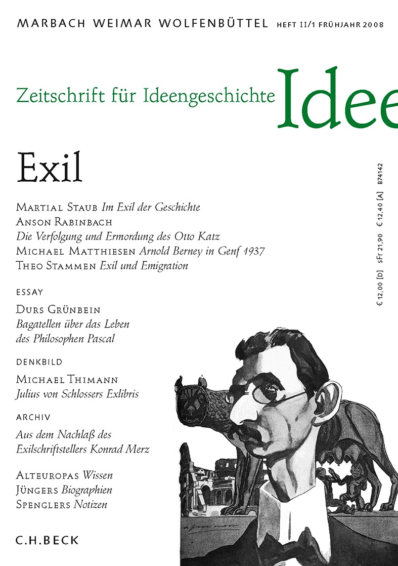 Cover: Raulff, Ulrich / Seemann, Th. Hellmut / Schmidt-Glintzer, Helwig, Zeitschrift für Ideengeschichte: ZIG (2008) Heft 1: Exil