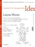 Cover:, Zeitschrift für Ideengeschichte: ZIG (2008) Heft 2: Letzte Worte