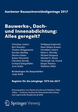 Abbildung von Oswald / Zöller | Aachener Bausachverständigentage 2017 | 1. Auflage | 2017 | beck-shop.de