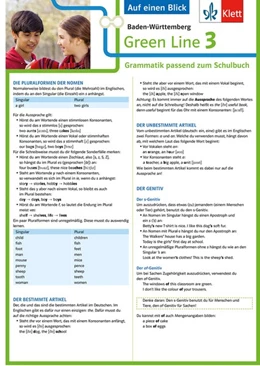 Abbildung von Green Line 3 - Auf einen Blick. Baden-Württemberg Klasse 7. Grammatik passend zum Schulbuch - Klappkarte (6 Seiten) | 1. Auflage | 2018 | beck-shop.de