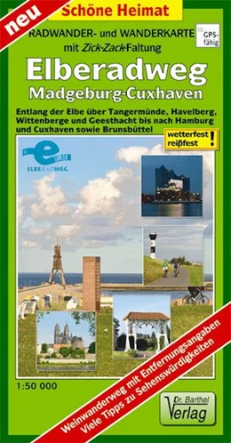 Abbildung von Radwander- und Wanderkarte mit Zick-Zack-Faltung Elberadweg, Magdeburg-Cuxhaven | 2. Auflage | 2018 | beck-shop.de