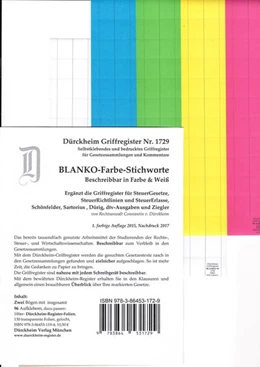 Abbildung von Dürckheim | BLANKO FARBE-GROSS Dürckheim-Griffregister Beschreibbar Nr. 1729 | 1. Auflage | 2018 | beck-shop.de