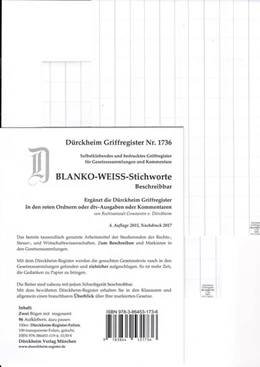 Abbildung von Dürckheim | BLANKO WEISS-GROSS Dürckheim-Griffregister Beschreibbar Nr. 1736 | 1. Auflage | 2018 | beck-shop.de