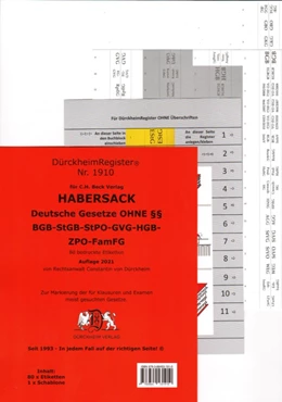 Abbildung von Dürckheim | HABERSACK OHNE §§ - Dürckheim-Register (Nr. 1910) | 11. Auflage | 2021 | beck-shop.de