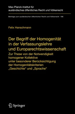 Abbildung von Hanschmann | Der Begriff der Homogenität in der Verfassungslehre und Europarechtswissenschaft | 1. Auflage | 2008 | 198 | beck-shop.de