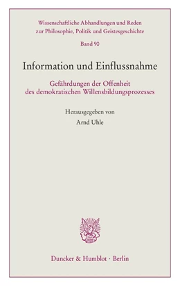 Abbildung von Uhle | Information und Einflussnahme | 1. Auflage | 2018 | 90 | beck-shop.de