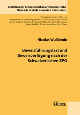 Abbildung von Wuillemin | Beweisführungslast und Beweisverfügung nach der Schweizerischen ZPO | 1. Auflage | 2018 | Band 27 | beck-shop.de