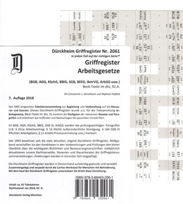 Abbildung von Dürckheim | Dürckheim-Register - Arbeitsgesetze (2020) | 7. Auflage | 2023 | beck-shop.de