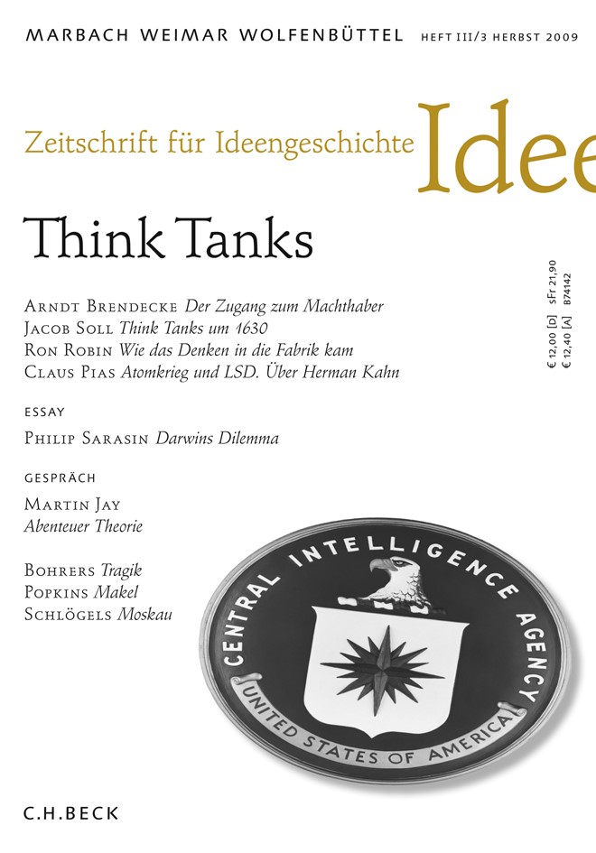 Cover:, Zeitschrift für Ideengeschichte Heft III/3 Herbst 2009: Think Tanks