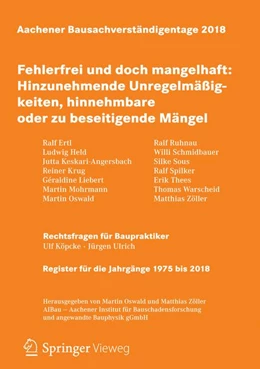 Abbildung von Oswald / Zöller | Aachener Bausachverständigentage 2018 | 1. Auflage | 2018 | beck-shop.de