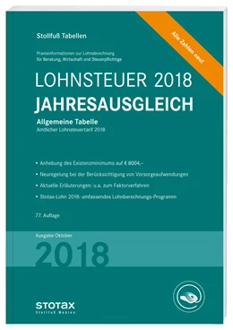 Abbildung von Tabelle, Lohnsteuer Jahresausgleich 2018 | 77. Auflage | 2018 | beck-shop.de