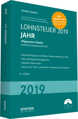 Abbildung von Tabelle, Lohnsteuer 2019 Jahr | 53. Auflage | 2018 | beck-shop.de