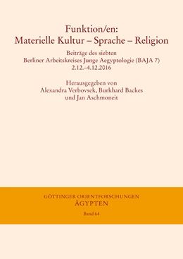 Abbildung von Verbovsek / Backes | Funktion/en: Materielle Kultur – Sprache – Religion | 1. Auflage | 2018 | 64 | beck-shop.de