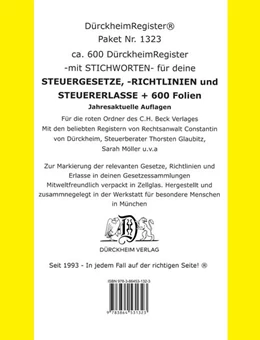 Abbildung von DürckheimRegister® Sparpaket Steuerberater - MIT Stichworten (2022) | 2. Auflage | 2020 | beck-shop.de