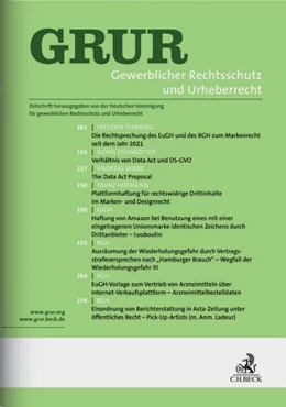 Abbildung von GRUR • Gewerblicher Rechtsschutz und Urheberrecht | 120. Auflage | 2023 | beck-shop.de