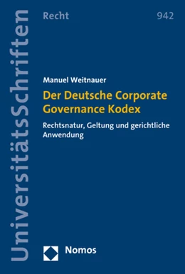 Abbildung von Weitnauer | Der Deutsche Corporate Governance Kodex | 1. Auflage | 2018 | 942 | beck-shop.de