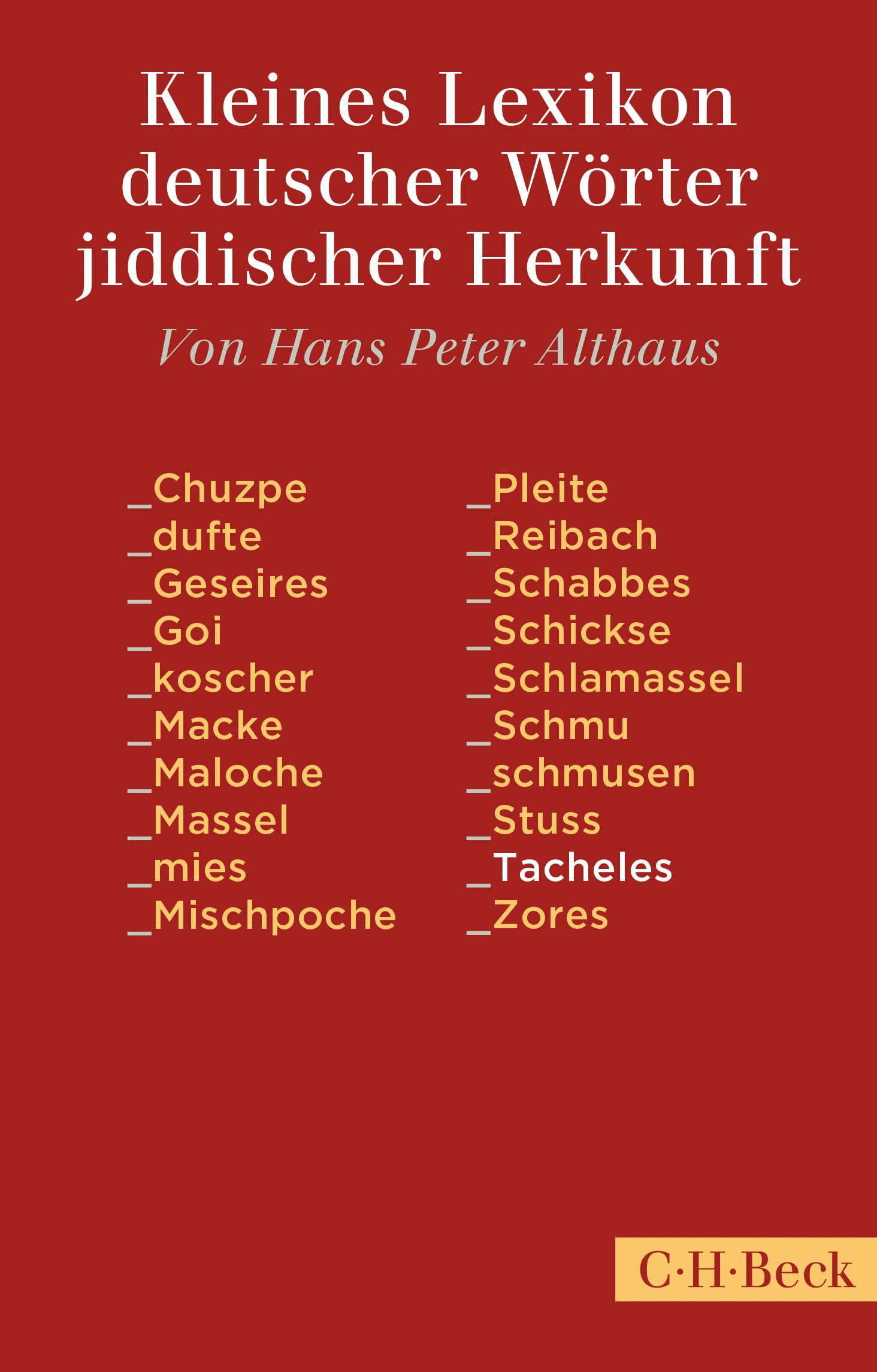 Cover: Althaus, Peter, Kleines Lexikon deutscher Wörter jiddischer Herkunft