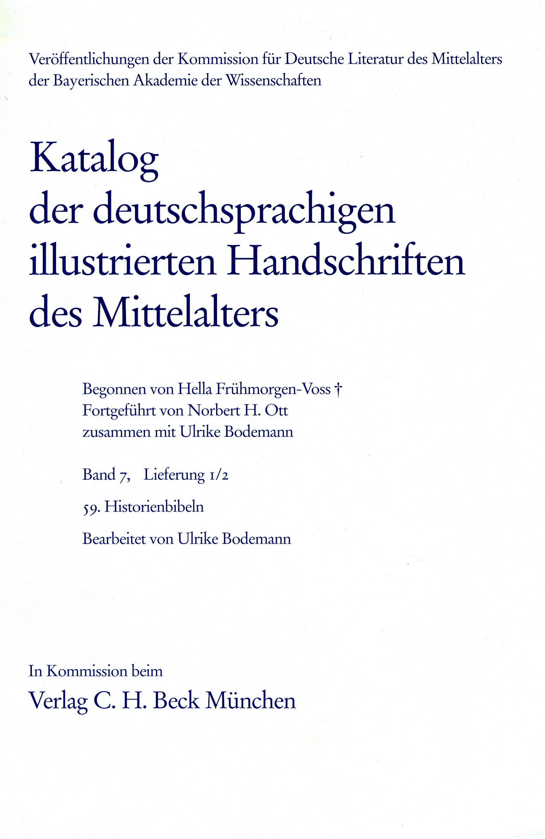 Cover:, Katalog der deutschsprachigen illustrierten Handschriften des Mittelalters Band 7, Lfg. 1/2: 59