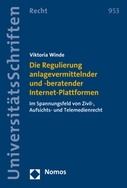 Abbildung von Winde | Die Regulierung anlagevermittelnder und -beratender Internet-Plattformen | 1. Auflage | 2019 | 953 | beck-shop.de
