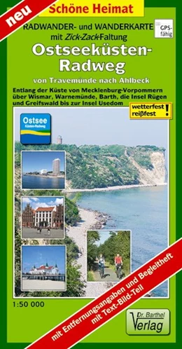 Abbildung von Ostseeküsten-Radweg von Travemünde nach Ahlbeck 1:50 000 Radwander- und Wanderkarte mit Zick-Zack-Faltung | 1. Auflage | 2019 | beck-shop.de