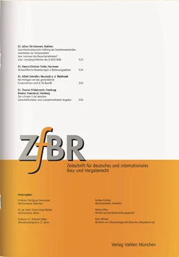 Abbildung von ZfBR • Zeitschrift für deutsches und internationales Bau- und Vergaberecht | 41. Auflage | 2023 | beck-shop.de